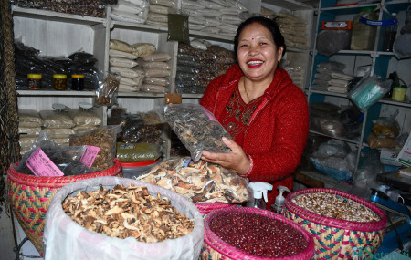 म्याग्दीको बेनी बजारस्थित धौलागिरि कोसेली घरमा मिना राम्जाली। तस्बिरः सेतोपाटी